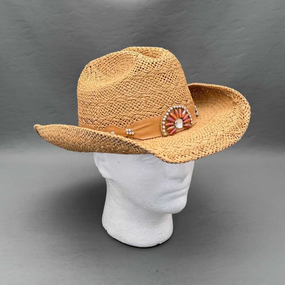 Bullhide Montecarlo Straw Cowboy Hat Large Beaded Band Western Sun Hat